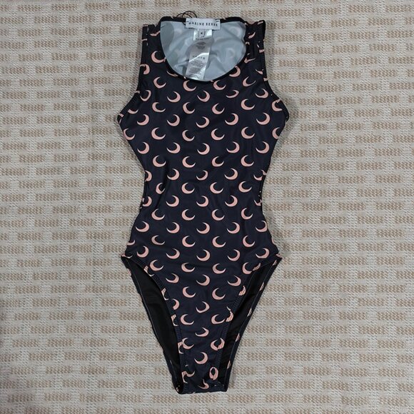 Marine Serre Black And Brown One-Piece Swimsuit With Exposed Waist - Picture 1 of 6